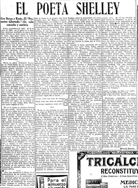 Figure 2 (left): El Universal, Caracas, December 16, 1922   Figure 3 (right): Article by Edouard Herriot. El Universal, Caracas, December 16, 1922