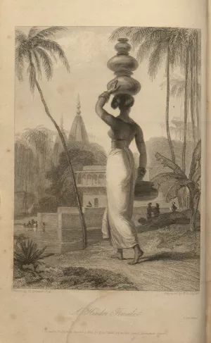 A woman carries pots on her head