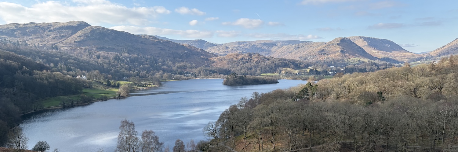 aerial shot of the lake district