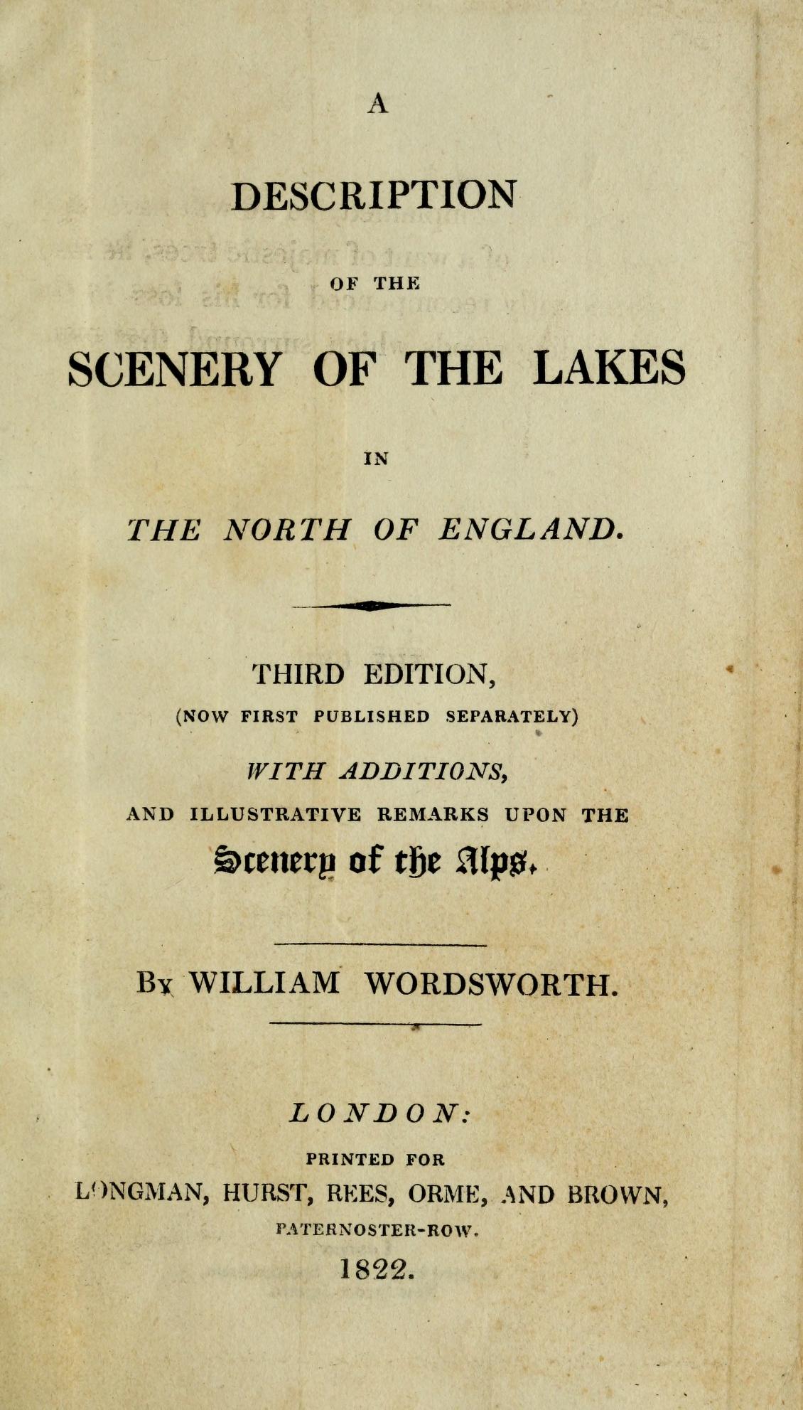 Title page from William Wordsworth’s Description of the Scenery of the Lakes in the North of England.