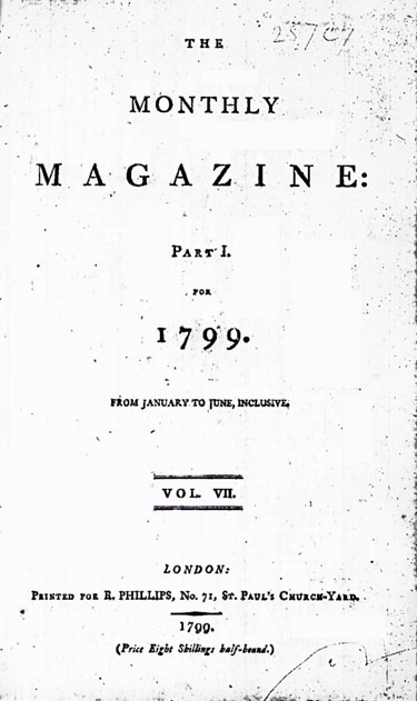 Monthly Magazine 1799 facsimile