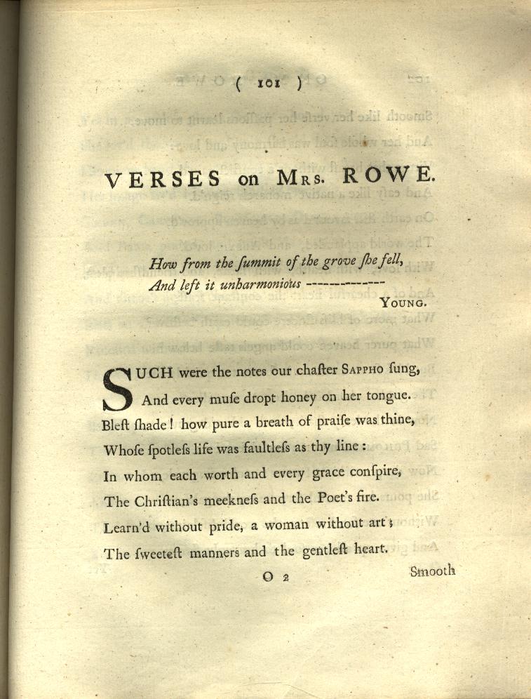 Verses on Mrs. Rowe
