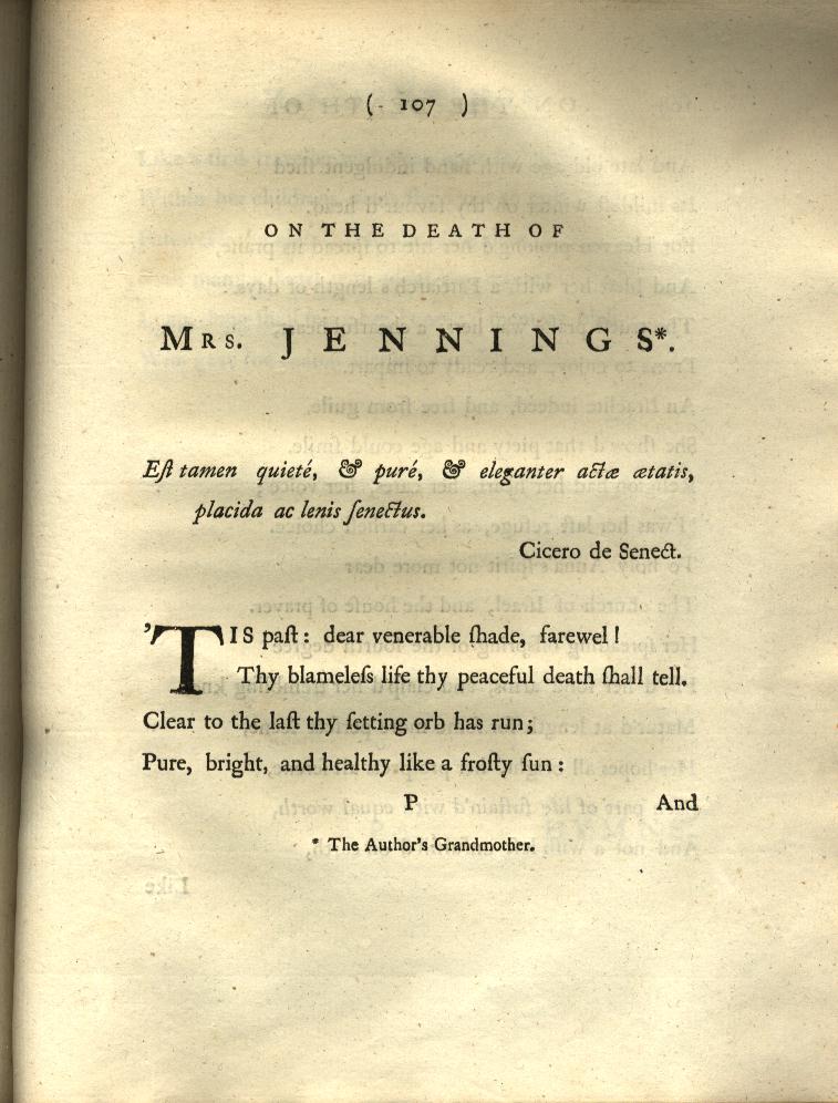 On the Death of Mrs. Jennings
