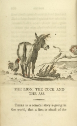 William Mulready, The Lion, the Cock and the Ass[*] from Fables Ancient and Modern, Second Edition (1807);Courtesy of The New York Public Library.