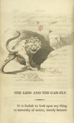 William Mulready, The Lion and the Gad-Fly[*] from Fables Ancient and Modern, Second Edition (1807);Courtesy of The New York Public Library.