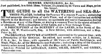 Figure 13: One of Longman’s repeated attempts—this from The Age (London) for 26 
                            June 1831—to move leftover copies of the 1823 Guide by advertising it years after 
                            its release as “A New Edition, with Additions.”