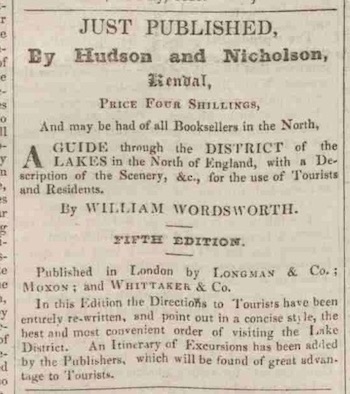 Figure 14: Advertisement for the fifth ed. of the Guide from the 
                            Westmorland Gazette for 25 July 1835.