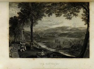Turner painted the scene described here—the view from St. Mary’s Church—in 1818. Illustration: engraving after Turner from Whitaker’s History of Richmondshire (1823). Courtesy Harold B. Lee Library, Brigham Young University.
