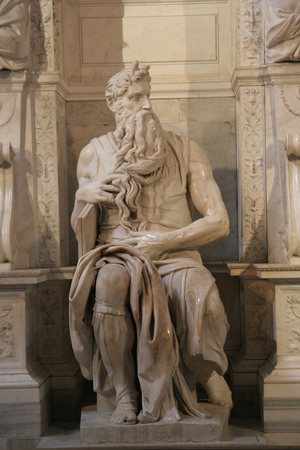 Michelangelo’s famous statue of Moses is located in the Church of St. Peter-in-Chains in Rome. Photo: Wikimedia Commons.