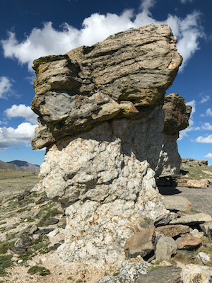 Figure 1: A mushroom rock located in Rocky Mountain National Park. The rocks, among the oldest in the park, date back approximately 1.7 billion years. Photograph courtesy of the author.