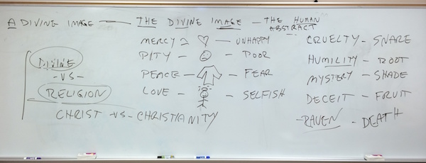 Whiteboard for “A Divine Image.”