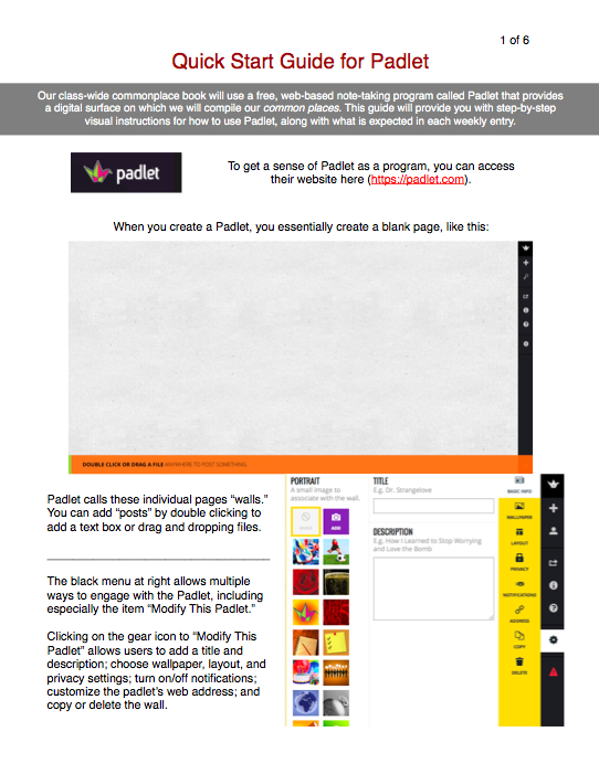 First page of the Quick Start Guide for Padlet. View PDF of the full guide here.