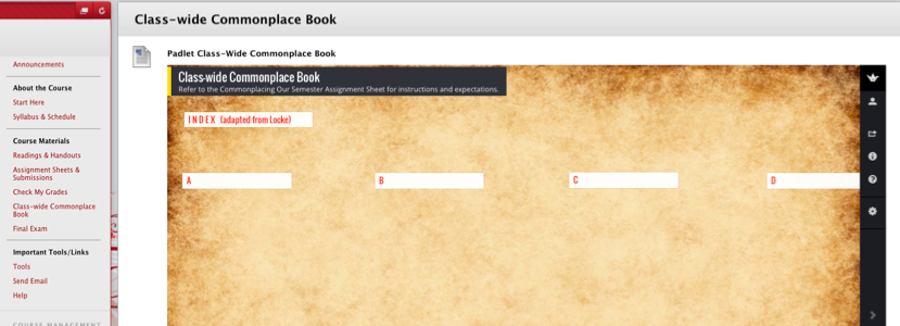 Example of a Padlet wall embedded as a content item in Blackboard. See page 4 of the Quick Reference Guide for Instructors Using Padlet for more information on embedding. View PDF of the full guide here.