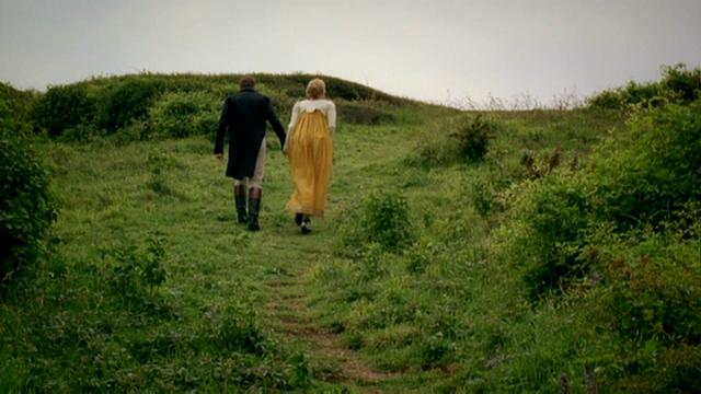 Emma, screenplay by Sandy Welch, directed by Jim O’Hanlon, BBC 2009. Penultimately, Emma and Knightley over the downs to the sea.