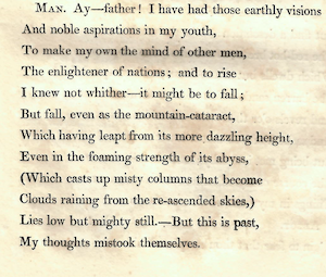 Fair copy of Manfred MS. 43335 f. 46r.  Reproduced by permission 
                        of the National Library of Scotland; Lord Byron, Manfred
                        (1817) 59