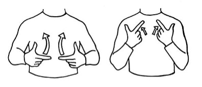 Figure 2: ASL illustration by Oliver Barrett, which readers are left with as a closing image in Antrobus' poem 'Two Guns in the Sky for Daniel Harris,' (Penned in the Margins, 2018).