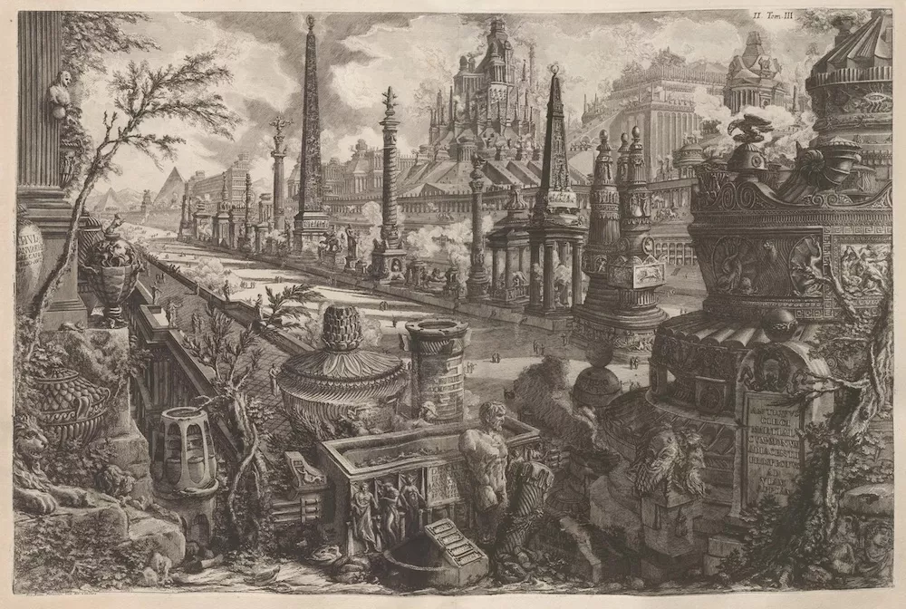 Detailed black and white engraving showing the ancient circus. 