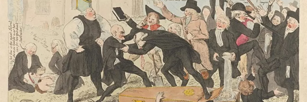 Cruikshank's clerical boxing satirical print