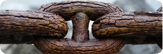 close up view of a rusty chain