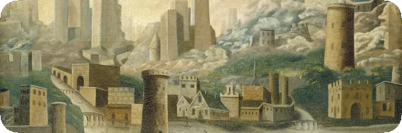 Painting of 19th century city