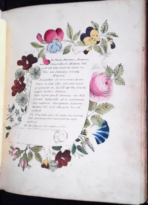A mock-advertisement in the Floral Album: Album of Olive N. Hannum, 1839–1848