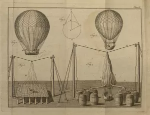 diagram explaining how hot air balloons are filled.