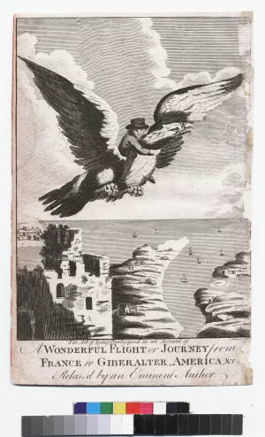 Boy riding on the back of an eagle