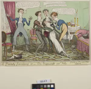 A man being supported by his friends after fainting