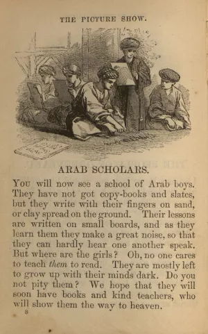 young boys from the Middle East learning by drawing in the dirt.
