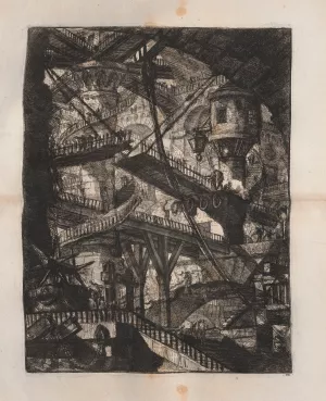 Black and white engraving of various connecting drawbridges.