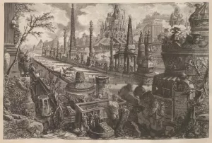 Detailed black and white engraving showing the ancient circus. 