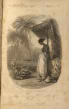 A woman stands at a fruit vendor's stall