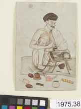 A portrait of a man painting