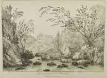 gentle rapids on a river. 