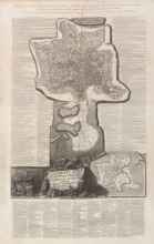 Black and white engraving depicting a map of Rome with over 400 numbered items highlighted. 