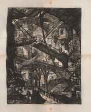 Black and white engraving of various connecting drawbridges.