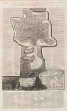 Black and white engraving depicting a map of Rome with over 400 numbered items highlighted. 
