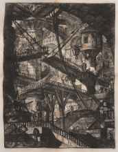 Black and white engraving of various connecting drawbridges.