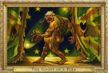A color illustration of the Ghost of a Flea with Boris Johnson's face